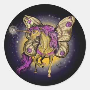 Fairy Horse Yellow Kaisermoth Runder Aufkleber