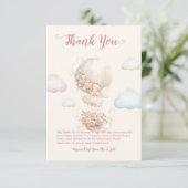 Fairy Hot Air Ballon mit Blume Babydusche Dankeskarte (Stehend Vorderseite)