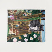 Fairy House Garden Cat Wandteppich (Vorderseite (Horizontal))