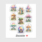 Fairy Houses Scrapbook Junk Journal Sticker Sheet (Blatt)
