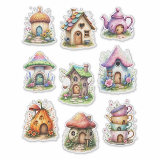Fairy Houses Style #2 Sticker Sheet (Vorderseite)