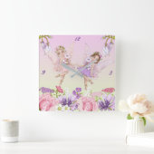 Fairy Illustrations Kinderzimmer Clock Quadratische Wanduhr (Zuhause)