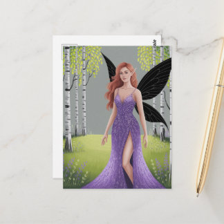Fairy in a Purple Dress Forest Fantasy Postkarte