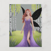 Fairy in a Purple Dress Forest Fantasy Postkarte (Vorderseite)