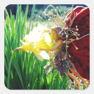 Fairy in den Affodien Quadratischer Aufkleber