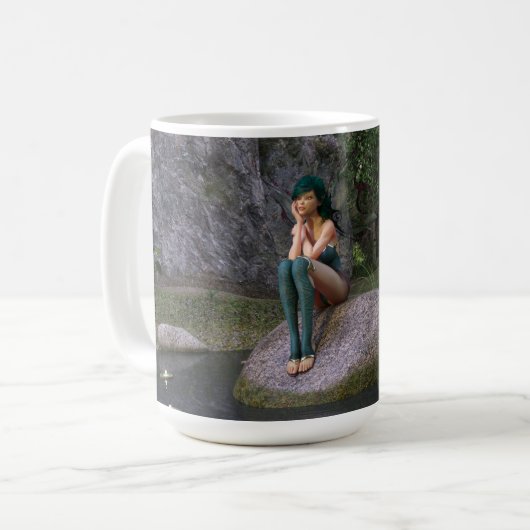 Fairy in der Tasse des verzauberten Teichkaffees (Vorderseite Links)