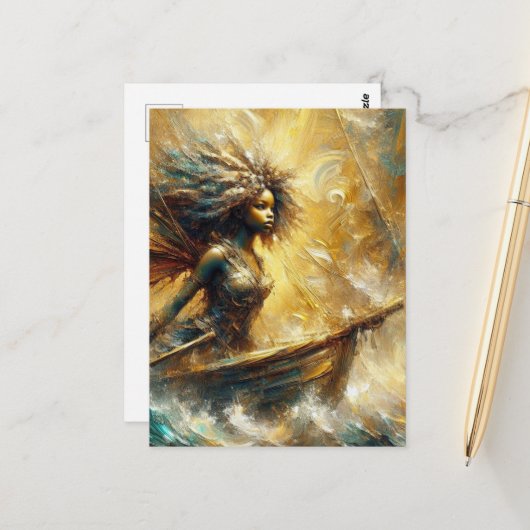 Fairy in einem Boot Postkarte (Vorderseite/Rückseite Beispiel)