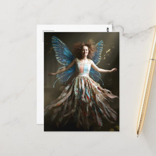 Fairy in einem Gerecycelt Kleid Postkarte