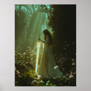 Fairy in einem magischen Wald Poster