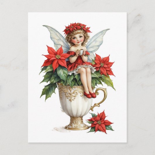 Fairy in einem Weihnachtsteacup Postkarte (Vorderseite)