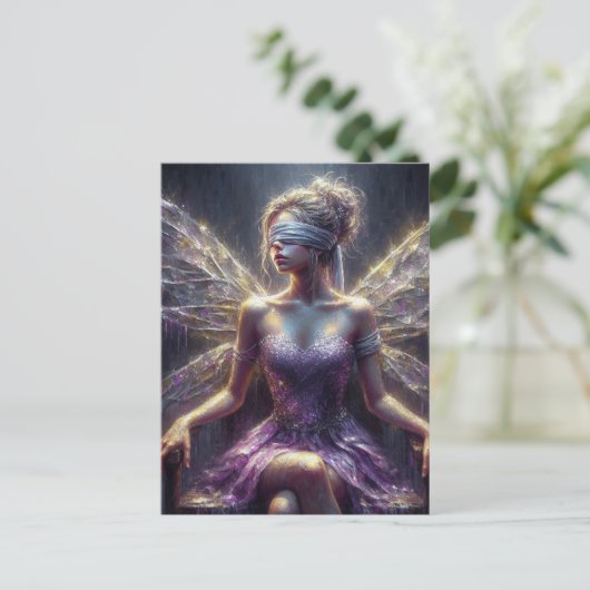 Fairy in einer Augenbinde auf ihrem Thron Postkarte (Stehend Vorderseite)