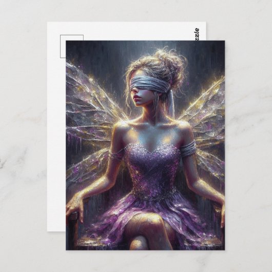 Fairy in einer Augenbinde auf ihrem Thron Postkarte (Vorne/Hinten)