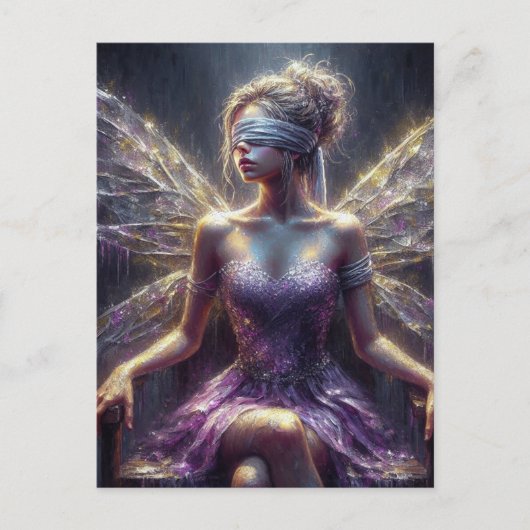 Fairy in einer Augenbinde auf ihrem Thron Postkarte (Vorderseite)