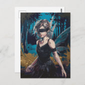 Fairy in einer Augenbinde im Wald Postkarte (Vorne/Hinten)