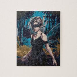 Fairy in einer Augenbinde im Wald Puzzle