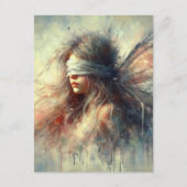 Fairy in einer Blindfalte mit Paint-Tropfen Postkarte (Vorderseite)