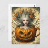 Fairy in einer Kürbislaterne Tasse Postkarte (Vorne/Hinten)