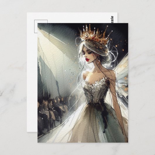 Fairy in einer Mode-Show Wasserfarbe Postkarte (Vorne/Hinten)