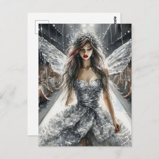 Fairy in einer Mode-Show Wasserfarbe Postkarte (Vorne/Hinten)