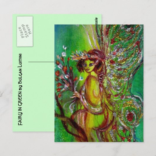 Fairy in Green Postkarte (Vorne/Hinten)
