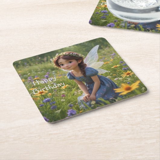 Fairy in Meadow Rechteckiger Pappuntersetzer (angewinkelt)