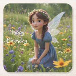 Fairy in Meadow Rechteckiger Pappuntersetzer