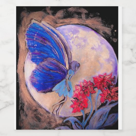 Fairy in Moonlight Food oder Wine Label Set Weinetikett (Einzelnes Label)