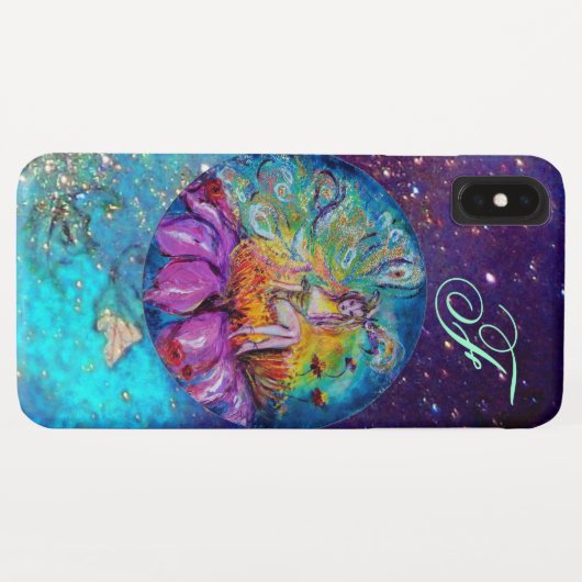 FAIRY IN THE NIGHT Blue Aquamarin Monogram Case-Mate iPhone Hülle (Rückseite (Horizontal))