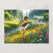 Fairy in Wildblume Garden Geburtstag Postkarte (Vorderseite)