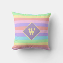 Fairy Kei Pastell Regenbogen gestreifte Monogramm Kissen