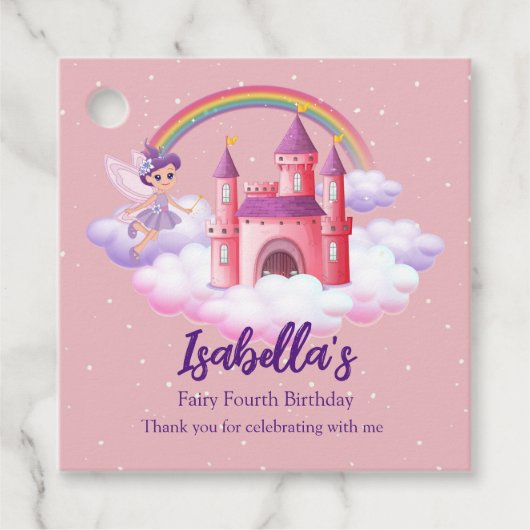 Fairy Kid's Birthday Fairytale Castle Rainbow Geschenkanhänger (Vorderseite)