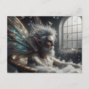 Fairy King nimmt ein Bad in einer Golden Tube Postkarte
