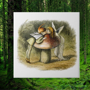Fairy Kiss Mushroom Woodland Niedlicher Kernbereic Fliese