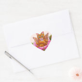 Fairy Kitten Ruhen in Rose Herz-Aufkleber (Umschlag)