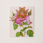 Fairy Kitten Ruhen in Rose Puzzle (Vertikal)