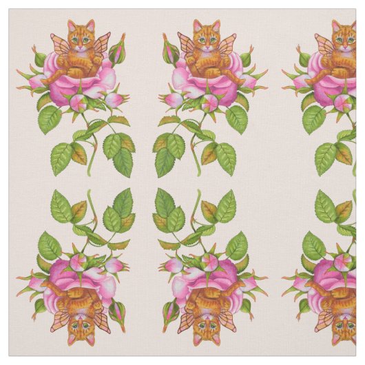 Fairy Kitten Ruhen in Rose Stoff (Muster)