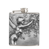 Fairy Lady Antique Silver Repousse Whiskey Nippel Flachmann (Vorderseite)