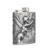Fairy Lady Antique Silver Repousse Whiskey Nippel Flachmann (Rechts)