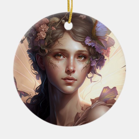 Fairy Lady Fantasy Art Keramik Ornament (Vorne)