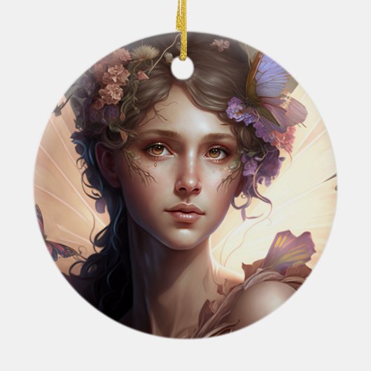 Fairy Lady Fantasy Art Keramik Ornament (Hinten)