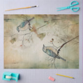 Fairy Land Spring Forest Gray Birds Seidenpapier (Basteln)