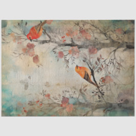 Fairy Land Spring Forest Orange Birds Seidenpapier