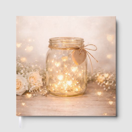 Fairy Light Rustic Wedding Guest Book Gästebuch (Vorderseite)