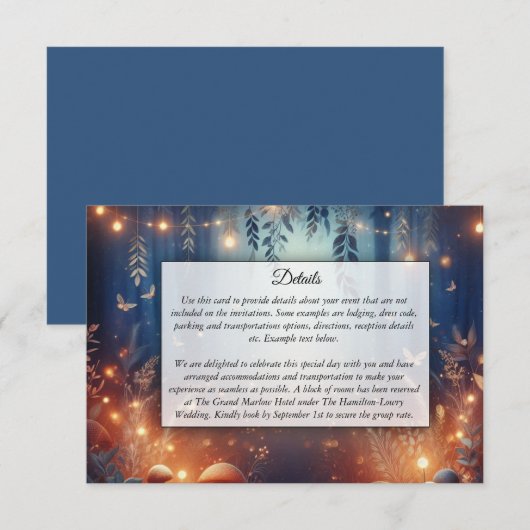 Fairy Lights and Moonlit Forest Magic Wedding Begleitkarte (Vorne/Hinten)