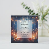 Fairy Lights and Moonlit Forest Magic Wedding Einladung (Stehend Vorderseite)