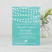 Fairy Lights Aquamarin Bridal Dusche Einladung (Stehend Vorderseite)