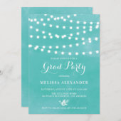 Fairy Lights Aquamarin Graduation Party Einladung (Vorne/Hinten)