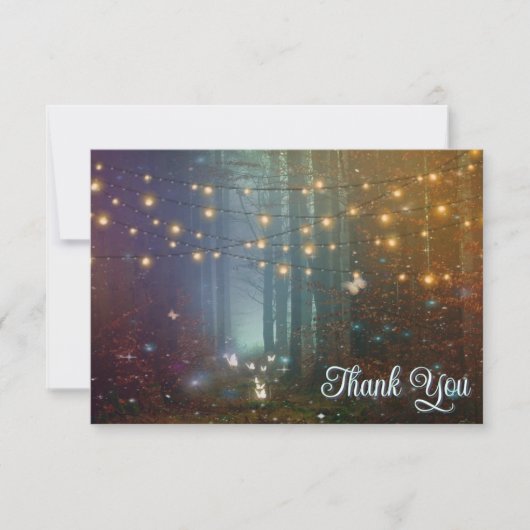 Fairy Lights Fantasy Enchanted Forest Wedding Dankeskarte (Vorderseite)