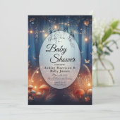 Fairy Lights in a Moonlit Forest Baby Shower Einladung (Stehend Vorderseite)
