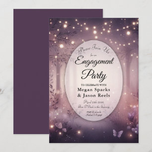 Fairy Lights in Woodland Glow Engagement Party Einladung